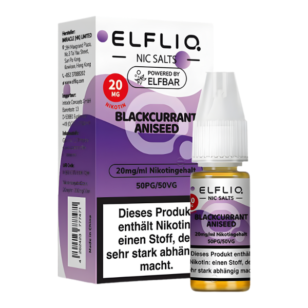 Elfliq 10ml - Blackcurrant Aniseed 20mg