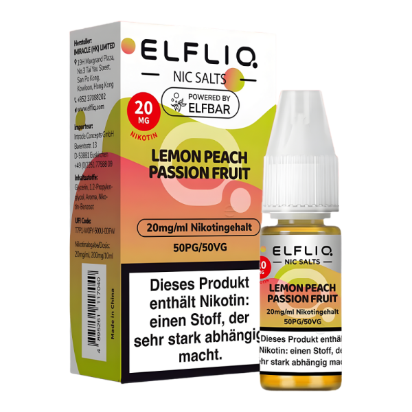 Elfliq 10ml - Lemon Peach Passion Fruit 20mg