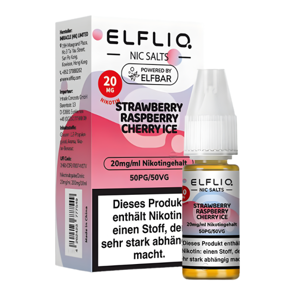 Elfliq 10ml - Strawberry Raspberry Cherry Ice 20mg